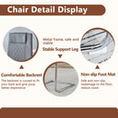 Table and chair set.63'x31.5x30' Luxurious Snow Mountain Patterned Sintered Stone Table with Silver Metal Butterfly Legs.Paried With 6 Dark Gray High-quality PU Chairs With Arched Metal Legs.