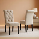 Tufted Solid Wood Dining Chairs Tan Set Of 2 Modern