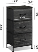 Bedroom Nightstand With Three Drawers Charcoal Black
