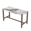 5-Piece Counter Height Dining Set, Faux Marble Bar Table with 4 Upholstered Chairs, Mid-Century Style for Kitchen or Small Spaces