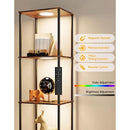 Display Shelf With RGBW Light Floor Lamp 5 Tier Brown