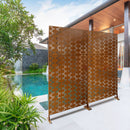 Outdoor & Indoor Privacy Screen Metal Privacy Screen 76' H×48' W, Freestanding Decorative Privacy Screen for Deck Balcony Patio, Privacy Fence Panels for Outside Lawn Garden PS112 BROWN