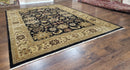 Indo Mahal Rug 8x12, Indian Sultanabad Handmade Area Rug, Vintage Hand-Knotted Wool Black Floral Traditional Oriental Dinning Room Rug