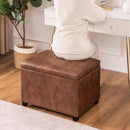 Leather Storage Ottoman Bench 24 Inches Rectangular