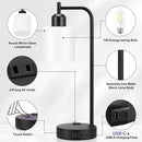 Industrial Touch Bedside Lamps 3-Way Dimmable USB-C