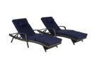 Outdoor Wicker Long Reclining Chair Set of 2 with Cushions, Wicker Reclining Lounge Chair Lawn Sunbathing Chairs Recliner up to 150° Beach Poolside Garden