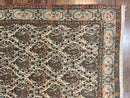 Persian Qum Rug 5x6, Cream Wool Hand Knotted Carpet, Repeated Boteh Paisely Design, Semi Antique Vintage Rug, Very Fine Weave 5 x 6 Rug