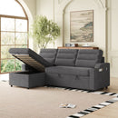 MH83.5' Convertible Sleeper Combo Sofa, Convertible Sofa Bed Polyester Pullout Bed with Storage Recliner and Cup Holder for Living Room, Tight Spaces