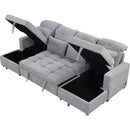 110.2' Oversized U-shaped Sofa Versatile Sectional Sofa Pull-out Sofa Bed with Double Storage Chaise Lounges and Two USB Ports for Living Room,Gray