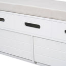 Rustic Storage Bench with 2 Drawers, Hidden Storage Space, and 3 False Drawers at the Top, Shoe Bench for Living Room, Entryway (White)