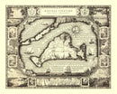 Vintage Map of Martha's Vineyard, MA 1954