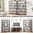 Rustic Industrial 6 Tier Bookcase Brown Wood Black Metal