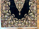 Antique Persian Kirman Rug 5x8, Floral Kirman, Midnight Blue/Black, Semi Open Field, Handmade Vintage Wool Carpet