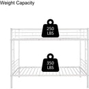 Twin Over Twin Metal Bunk Bed With 2 Ladders White