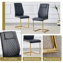 Table and chair set.Modern Luxurious Transparent Tempered Glass Dining Table Set with 8 Chairs.Single Fork Golden Metal Table Legs.Black high-quality PU dining chairs with golden metal legs.