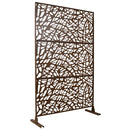 Outdoor & Indoor Metal Privacy Screen Freestanding Decorative Privacy Screen 76' H x 48' W, Privacy Fence Panels for Deck Balcony Patio Garden, Brown
