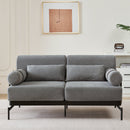 Modern Loveseat Sofa 59' Sofa Couch 2-Seater with USB Ports, Unique Cylindrical Armrests, Grey Chenille