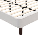 King Size Bed Frame Upholstered Platform Bed with Wingback Headboard,Beige