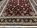 Sino Persian Rug 9x11, Burgundy and Navy Blue, Fine 200 KPSI, Floral Allover