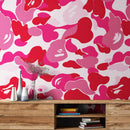 Bape Camo Wallpaper Mural. Pink Camo Streetwear Hype Beast Aesthetics.