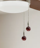 Brushed Nickel 40mm Burgundy Ceramic Ball Fan Pull 2.25"h