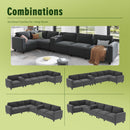 L-shaped 6-seater 133.4''*94.4'' corduroy sofa, large storage armrests with center console, USB charging, left and right seats can be switched, 3 packages of 130