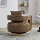 29.1'W Swivel Accent Open Back Barrel Chair Modern Comfy Sofa Chair With Weathered Base For Nursery Bedroom Living Room Hotel Office, Club Chair Leisure Arm Chair For Lounge (Coffee,PU)