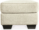 Beige Chenille Upholstered Ottoman With Cushioned Comfort
