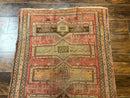 Antique Turkish Melas Rug 3x5, Geometric Carpet, 1920s Wool Rug, Bohemian Rug, Low Pile Rug, Tribal Rug