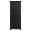 Bathroom Storage Cabinet with Doors and Drawer, Multiple Storage Space, Adjustable Shelf, Black (Old Sku:WF308204AAB)