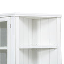 Retro Style Wall Suit with Glass Doors, 75.25'' Tall Display Cabinets & Triangle Sided Bookshelves, White