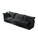 Slipcovered Sofa Couch, Modern 3 Seater Sofa with Suppleness Armrests,Deep Seat Sofa with Soft Multiple Big Pillows, Comfy Couch for Living Room, Apartment,Gray Corduroy Fabric