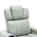 Modern PU Leather Power Recliner with Cooling Cup Holder, Bluetooth Speaker, LED Lights, USB Ports, Tray Table, Arm Storage, Grey