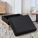 33.86'W Upholstered Wood Base Storage Ottoman with Reversible Lid Coffee Table, Foot Stool Square Footrest with Rubberwood Legs for Living Room Bedroom Entryway and Office, Black Boucle.