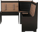 Black Pecan Five Seat Dining Set With Storage Benches