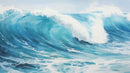 Artistic Painting of Blue Ocean Wave Wall Mural.