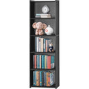 5 Tier Wood Bookcase Freestanding Black Home Office