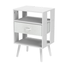 2 Pack Modern Nightstand with Charging Station, Bedside Tables with LED Light and Fabric Drawers