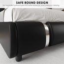 Queen Faux Leather Bed Frame With Adjustable Headboard