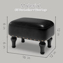 Black Leather Ottoman Footstool With Thick Padded Foam
