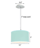 16" W 2 Light Pendant Island Paradise Linen Drum Shade with Diffuser, White Cord