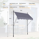 Manual Retractable Patio Awning, UV Resistant Sun Shade With No Drill Installation