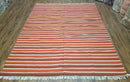 Large Striped Woolen Handmade Throw Blanket, Twin Size Bedding Hand-Woven, Indian Kilim Area Rug, 6x8 - 7x8, South American Style Textile