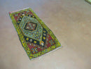 19" X 42" Antique Handmade Turkish Colorful Oushak Oshak Yastik Wool Rug Mat