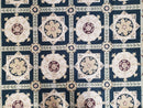 Vintage Chinese Needlepoint Rug 6x9, Panel Design Area Rug Wool Hand-Woven Black & Ivory Carpet Flat Weave Bedroom Rug 6 x 9 Living Room Rug
