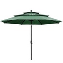 Ainfox 10FT 3 tier vented Patio Umbrella Outdoor Table Umbrella,Market Umbrella with Push Button Tilt and Crank for Garden, Lawn, Deck, Backyard & Pool