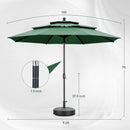 Ainfox 10FT 3 tier vented Outdoor Table Umbrella with Partern Umbrella Base For Beach Market Backyard Camping