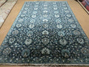 5' 6" X 8' Vintage Handmade Pakistani Floral Oriental Wool Rug Black Dark Grey