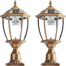 Retro gold Solar Column Headlights With Dimmable LED(2 pack)