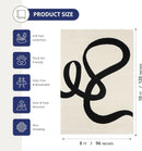 Beige Black Abstract Area Rug 8 By 10 Modern Curved Line